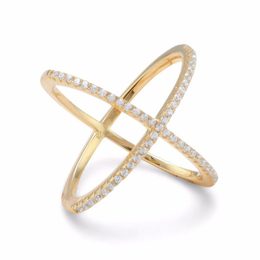 Criss Cross 'X' Ring - Gold