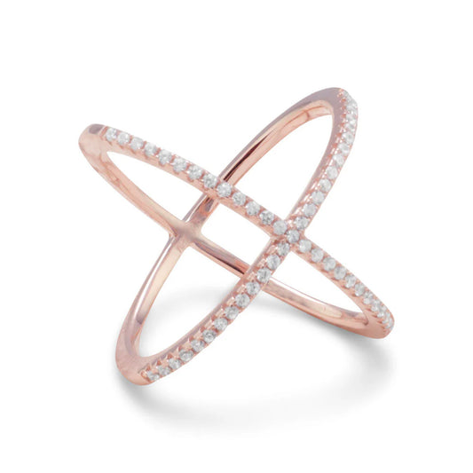 Criss Cross 'X' Ring - Rose