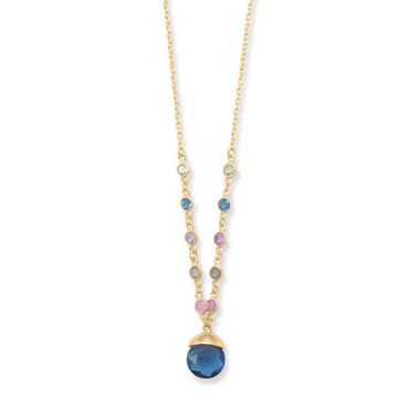 Blue Glass Drop Necklace