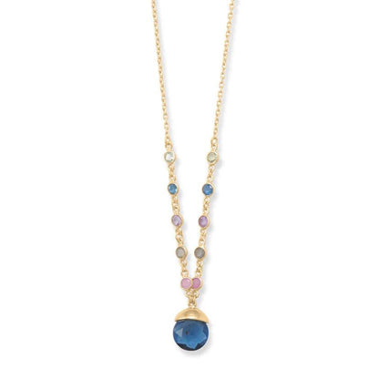Blue Glass Drop Necklace