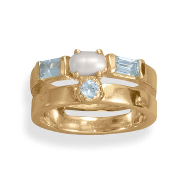 Freshwater Pearl & Topaz Ring