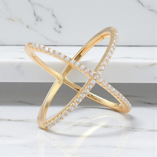 Criss Cross 'X' Ring - Gold