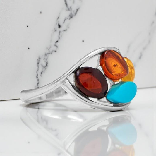 Amber and Turquoise Ring