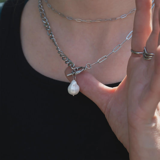 Carabiner Pearl Necklace