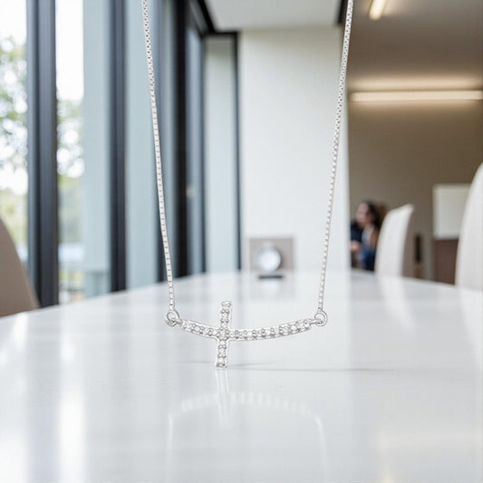 Diamond Sideways Cross Necklace