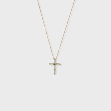 Green & White Cross Necklace
