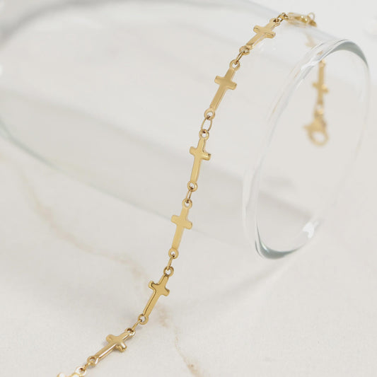 Gold Cross Chain Bracelet
