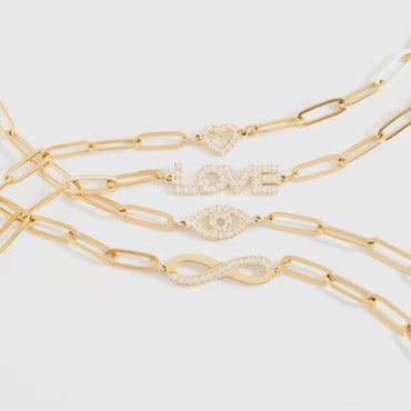 Evil Eye Paperclip Bracelet