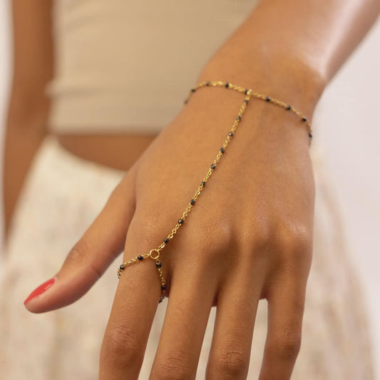 Black Bead Hand Chain