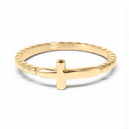 Beaded Cross Stacking Ring