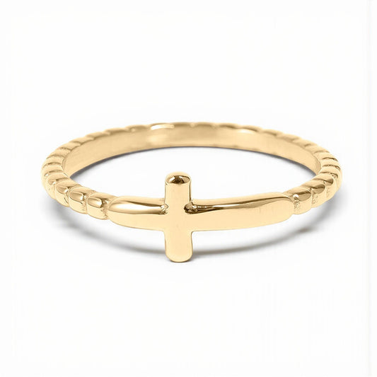 Beaded Cross Stacking Ring