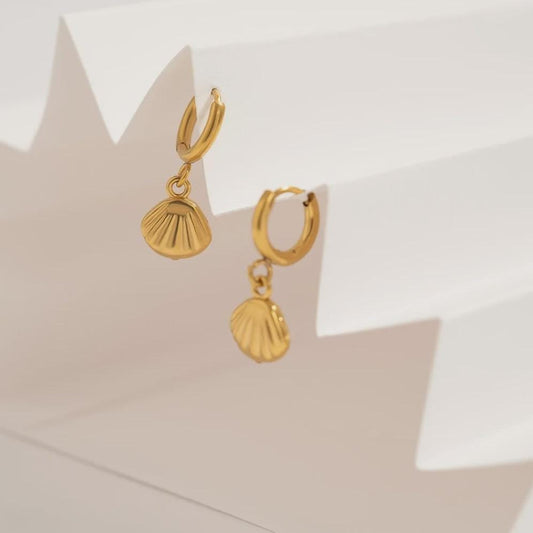 Shell Charm Huggie Earrings