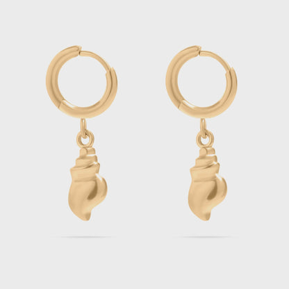 Conch Shell Huggie Hoop Earrings