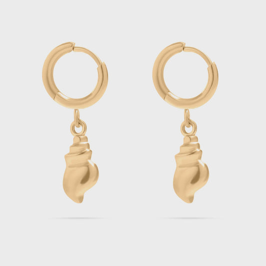 Conch Shell Huggie Hoop Earrings