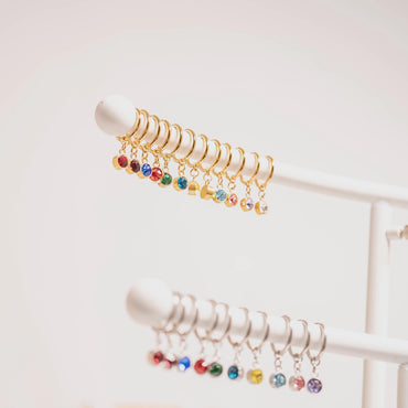 Birthstone Huggie Hoop Earrings