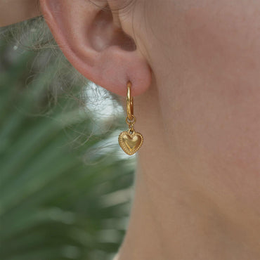Heart Pendant Hoop Earrings