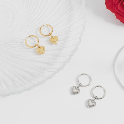 Heart Pendant Hoop Earrings