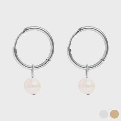 Pearl Charm Huggie Hoop Earrings
