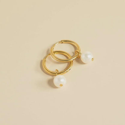 Pearl Charm Huggie Hoop Earrings