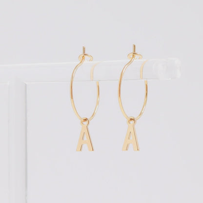 Mini Gold Initial Hoop Earrings
