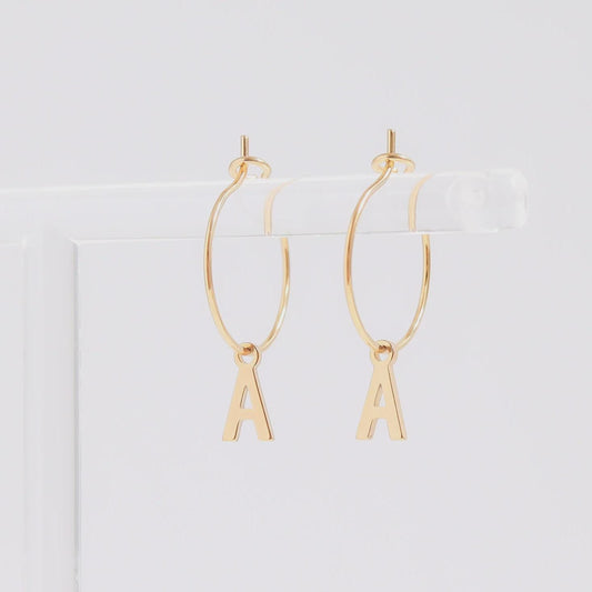 Mini Gold Initial Hoop Earrings