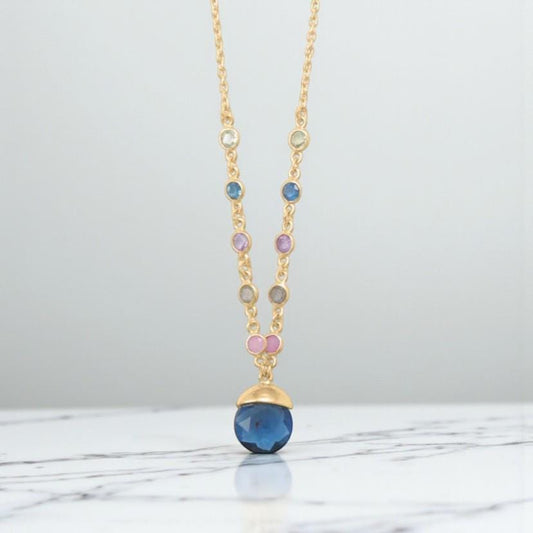 Blue Glass Drop Necklace