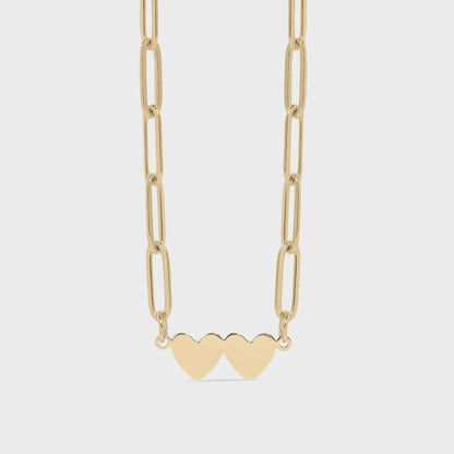 Double Heart Paperclip Necklace