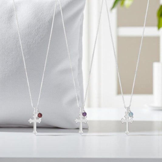 Birthstone Cross Necklace