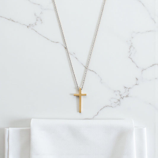 Two-Tone Cross Necklace