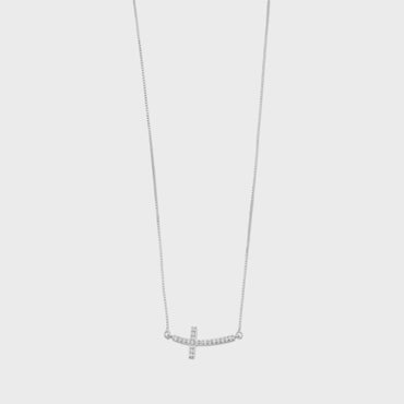 Diamond Sideways Cross Necklace