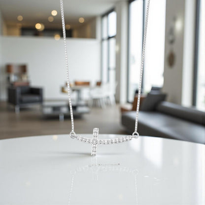 Diamond Sideways Cross Necklace