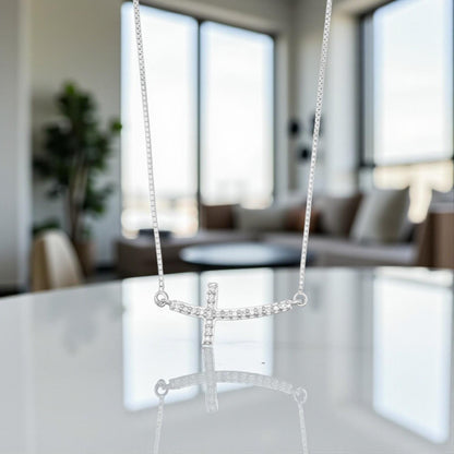 Diamond Sideways Cross Necklace