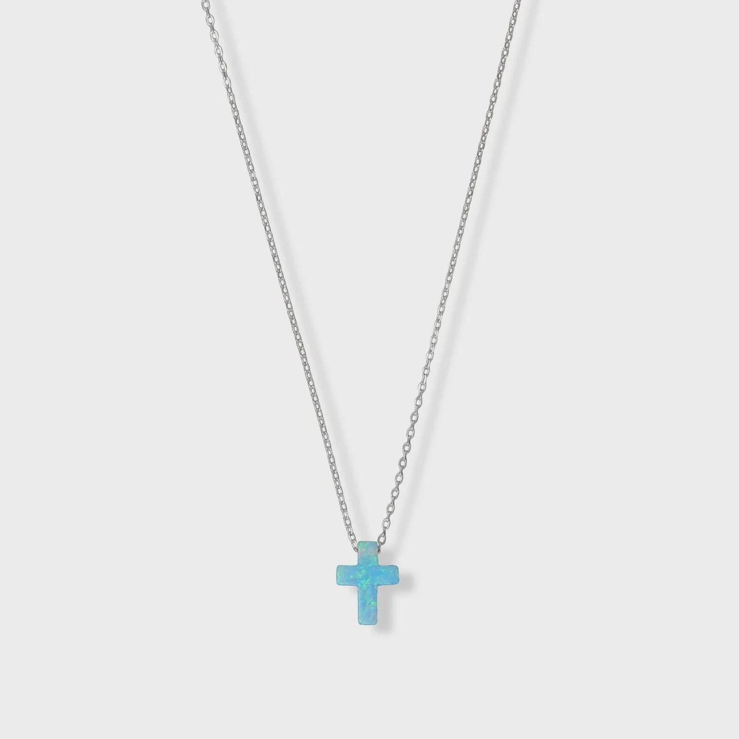 Blue Opal Cross Necklace