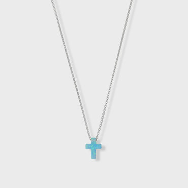 Blue Opal Cross Necklace
