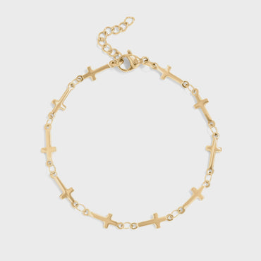 Gold Cross Chain Bracelet