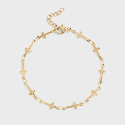 Gold Cross Chain Bracelet