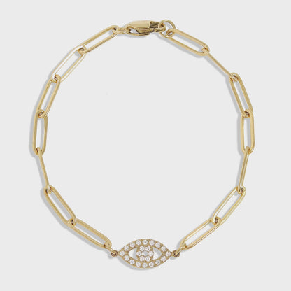 Evil Eye Paperclip Bracelet