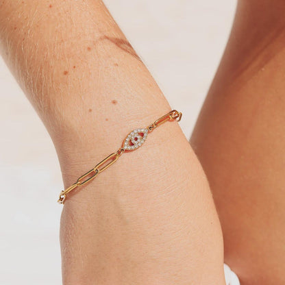 Evil Eye Paperclip Bracelet