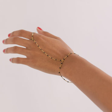 Black Bead Hand Chain