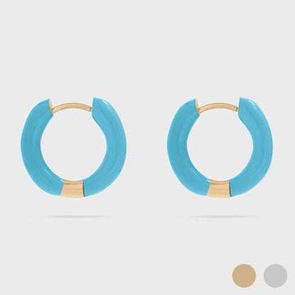 Blue Epoxy Huggie Hoop Earrings