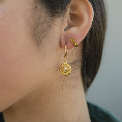 Evil Eye Huggie Earrings