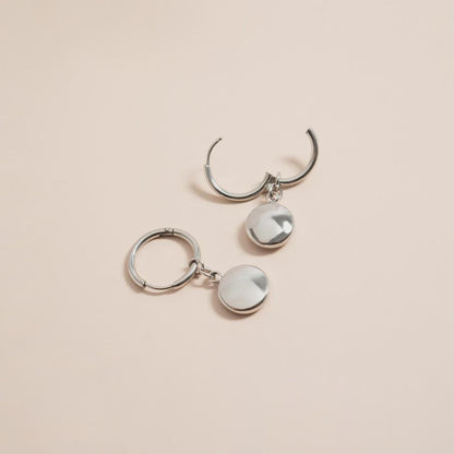 Circle Coin Huggie Earrings