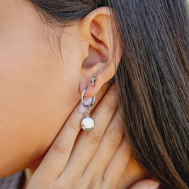 Circle Coin Huggie Earrings