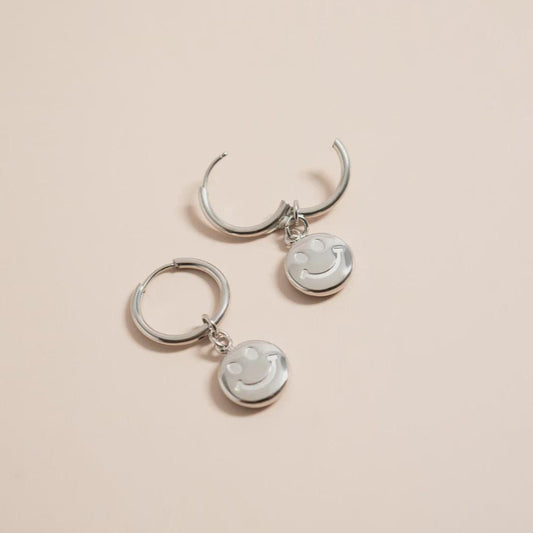 Smiley Face Huggie Earrings
