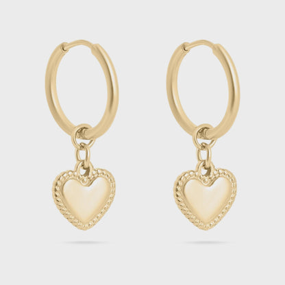 Heart Pendant Hoop Earrings