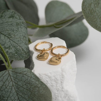Heart Pendant Hoop Earrings