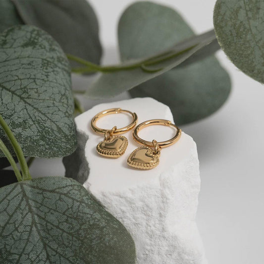 Heart Pendant Hoop Earrings