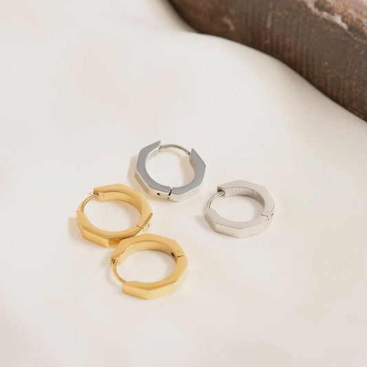 Geometric Huggie Hoop Earrings