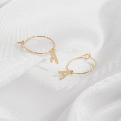 Mini Gold Initial Hoop Earrings