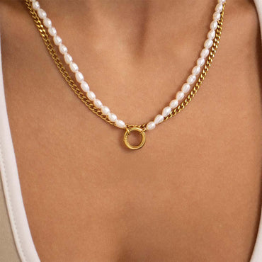 Freshwater Pearl Charm Holder Necklace